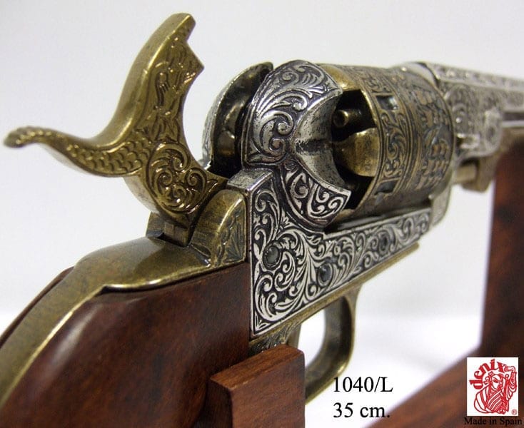 Engraved Gold & Nickel Replica Navy Pistol - Image 3