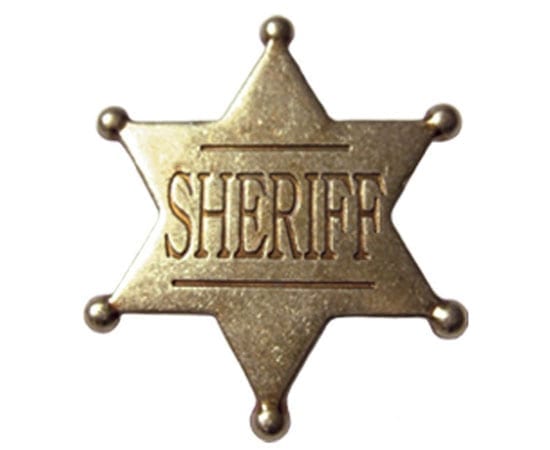 SIX 6 POINT BALL TIPPED SHERIFF STAR BADGE ~ WESTERN WILD WEST BADGE