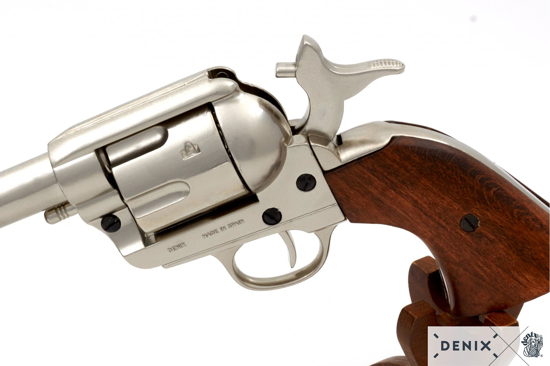 Cavalry Barrel 7.5" Replica Revolver - Nickel Finish - Image 5