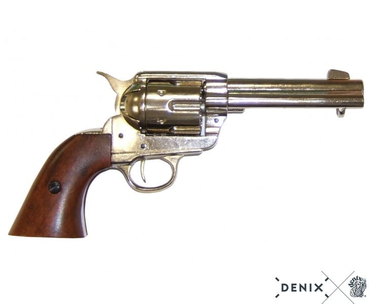 Nickel Finish Frontier 4.75" Replica Revolver - Image 3